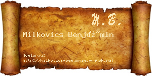 Milkovics Benjámin névjegykártya